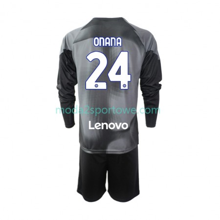 Koszulka Inter Mediolan Andre Onana 24 Bramkarska Dziecięcy Domowe Stroje Piłkarskie 2022/23 Długi Rękaw